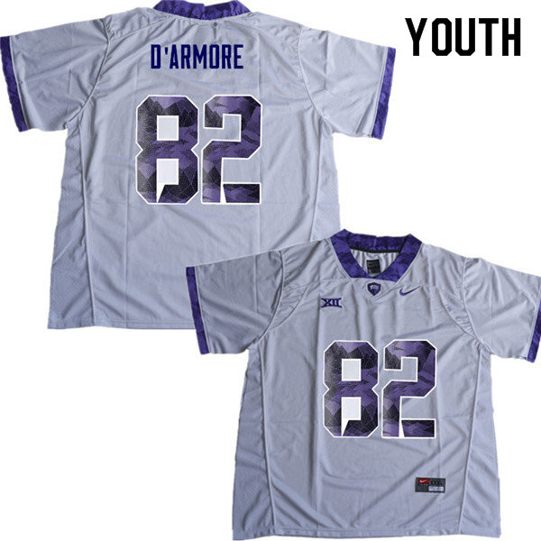 Youth #82 Jason D Armore TCU Horned Frogs College Football Jerseys Sale-White - Click Image to Close